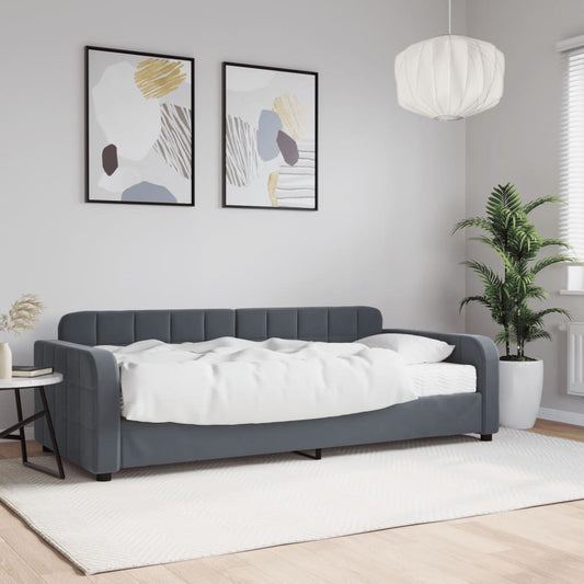 Berkfield Daybed with Mattress Dark Grey 90x190 cm Velvet