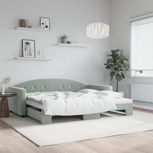 Berkfield Daybed with Trundle Light Grey 90x190 cm Velvet