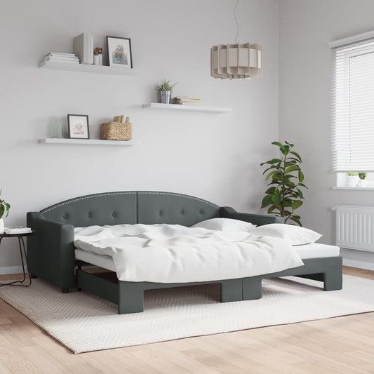 Berkfield Daybed with Trundle Dark Grey 90x190 cm Fabric