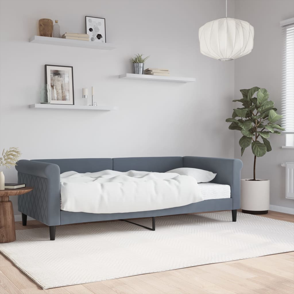 Berkfield Daybed with Mattress Blue Dark Grey 90x190 cm Velvet