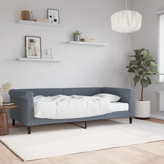 Berkfield Daybed with Mattress Blue Dark Grey 90x190 cm Velvet