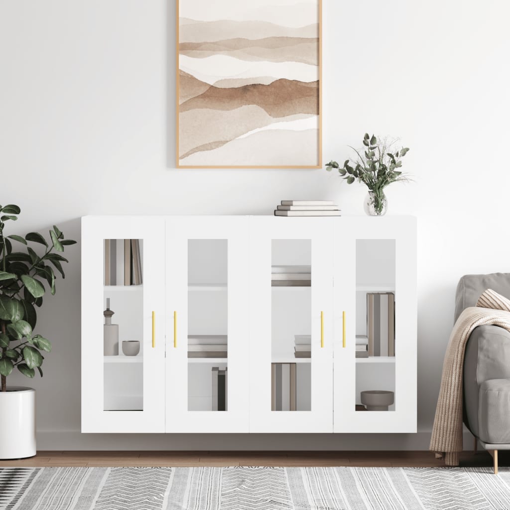 Berkfield Wall Mounted Cabinets 2 pcs High Gloss White Engineered Wood