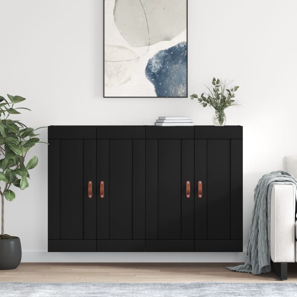 Berkfield Wall Mounted Cabinets 2 pcs Black Engineered Wood
