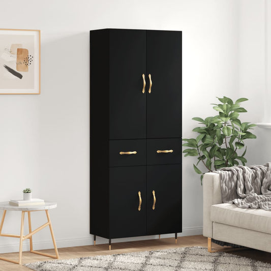 Berkfield Highboard Black 69.5x34x180 cm Engineered Wood