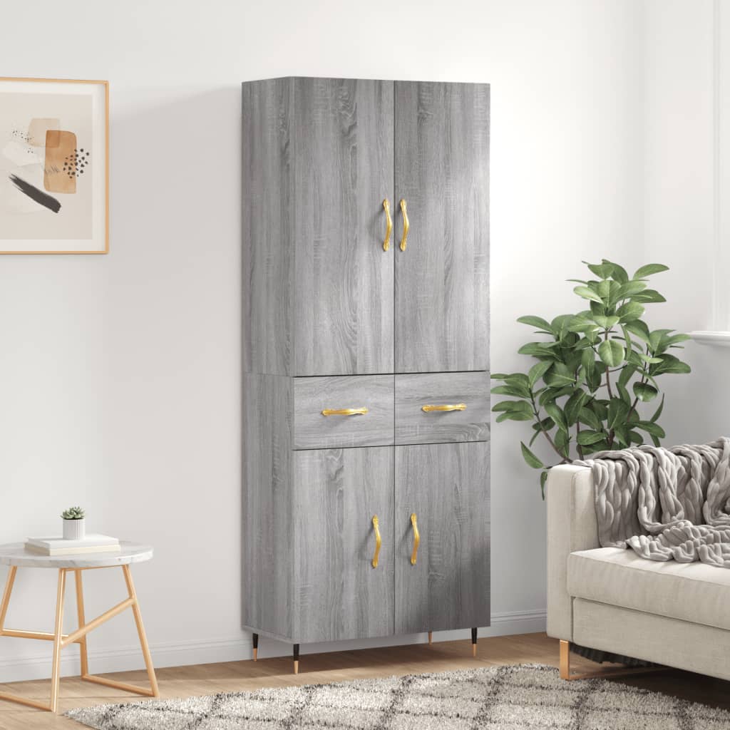 Berkfield Highboard Grey Sonoma 69.5x34x180 cm Engineered Wood