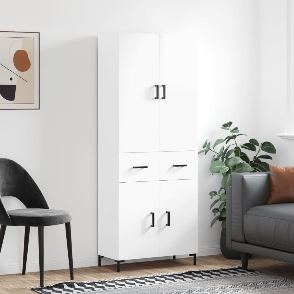 Berkfield Highboard High Gloss White 69.5x34x180 cm Engineered Wood