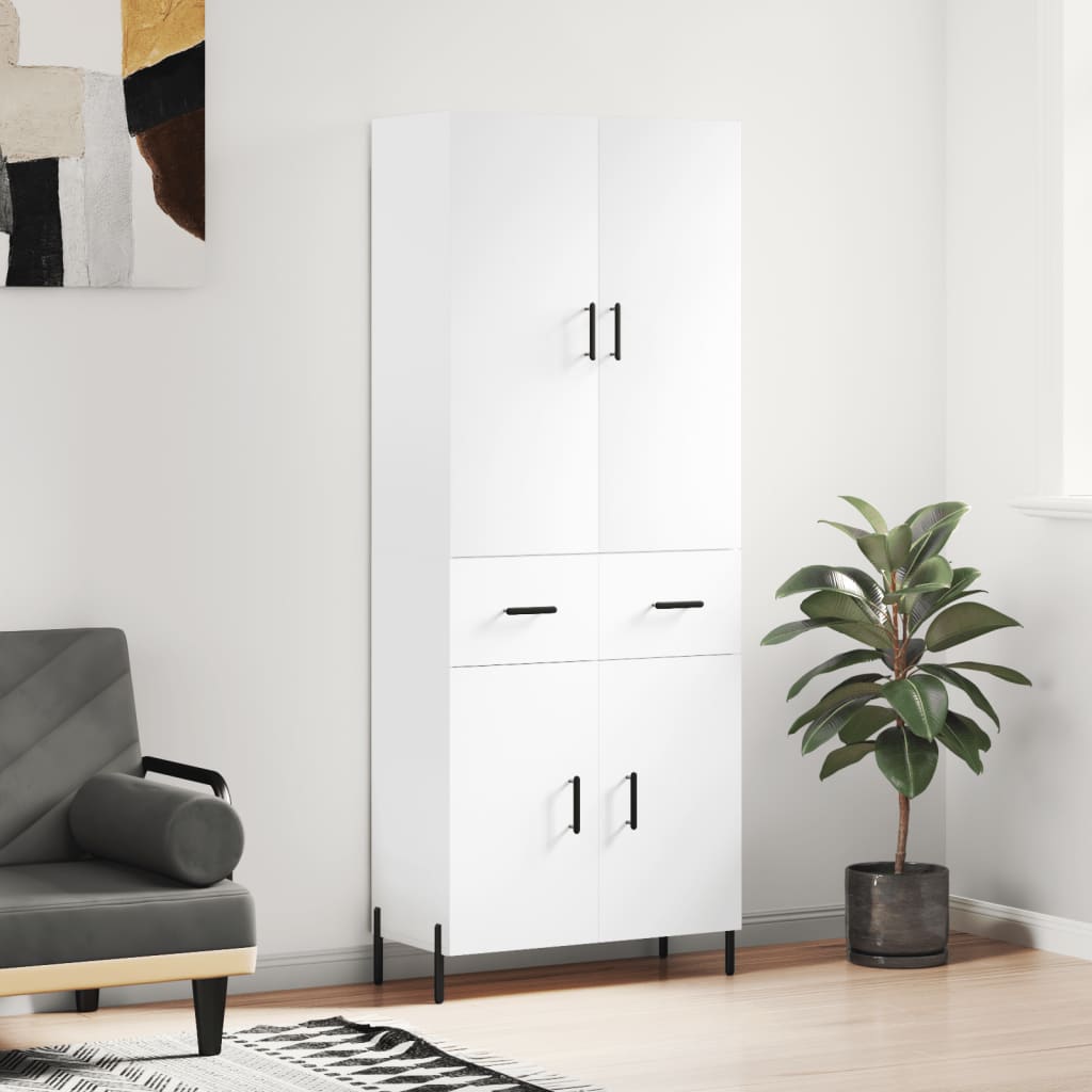 Berkfield Highboard High Gloss White 69.5x34x180 cm Engineered Wood