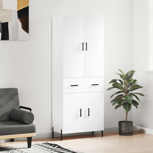 Berkfield Highboard High Gloss White 69.5x34x180 cm Engineered Wood