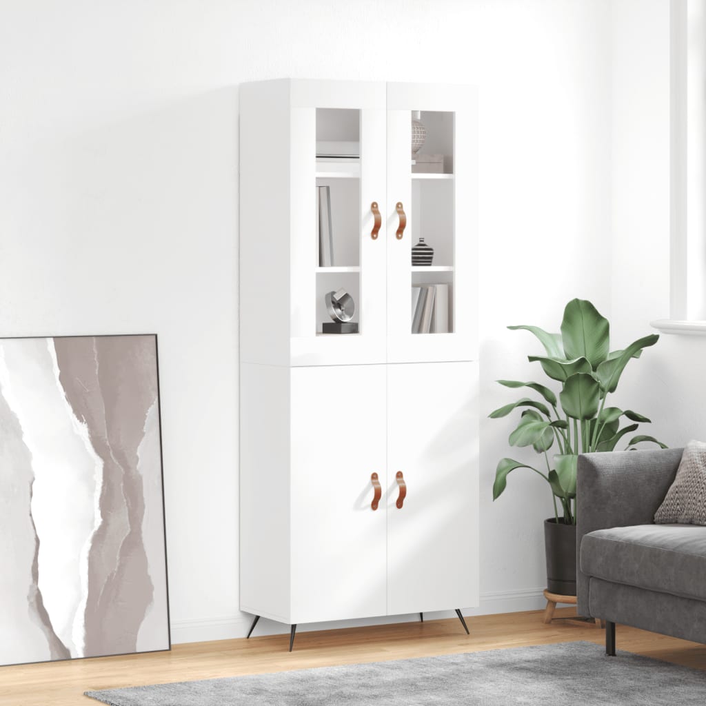 Berkfield Highboard High Gloss White 69.5x34x180 cm Engineered Wood