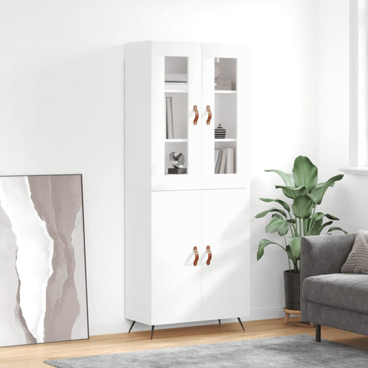 Berkfield Highboard High Gloss White 69.5x34x180 cm Engineered Wood