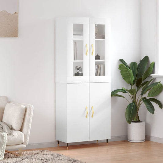 Berkfield Highboard High Gloss White 69.5x34x180 cm Engineered Wood