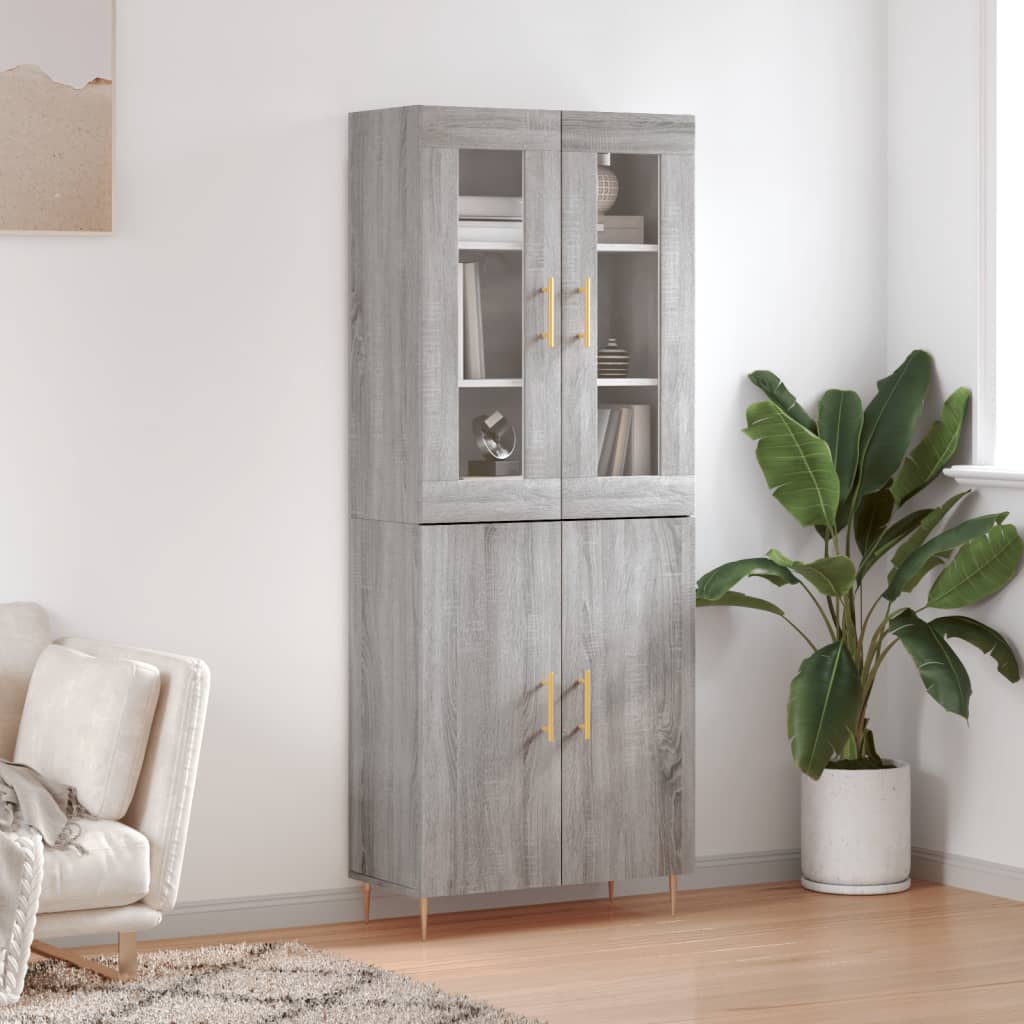 Berkfield Highboard Grey Sonoma 69.5x34x180 cm Engineered Wood