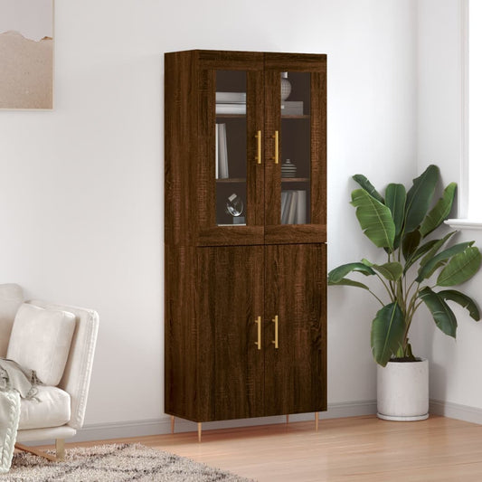 Berkfield Highboard Brown Oak 69.5x34x180 cm Engineered Wood