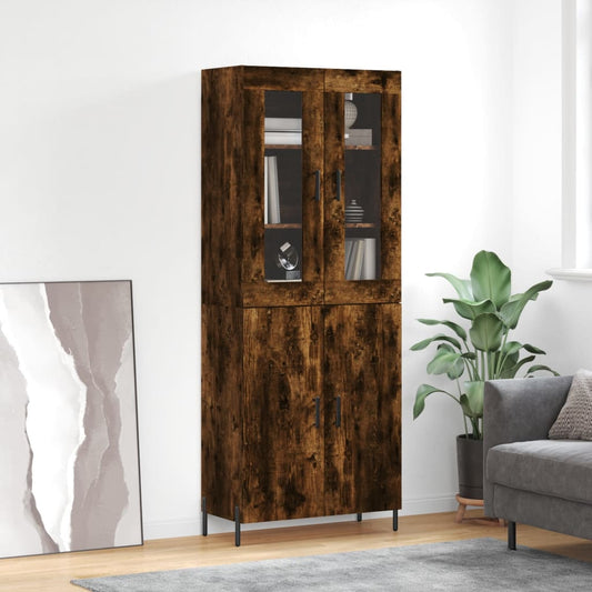 Berkfield Highboard Smoked Oak 69.5x34x180 cm Engineered Wood