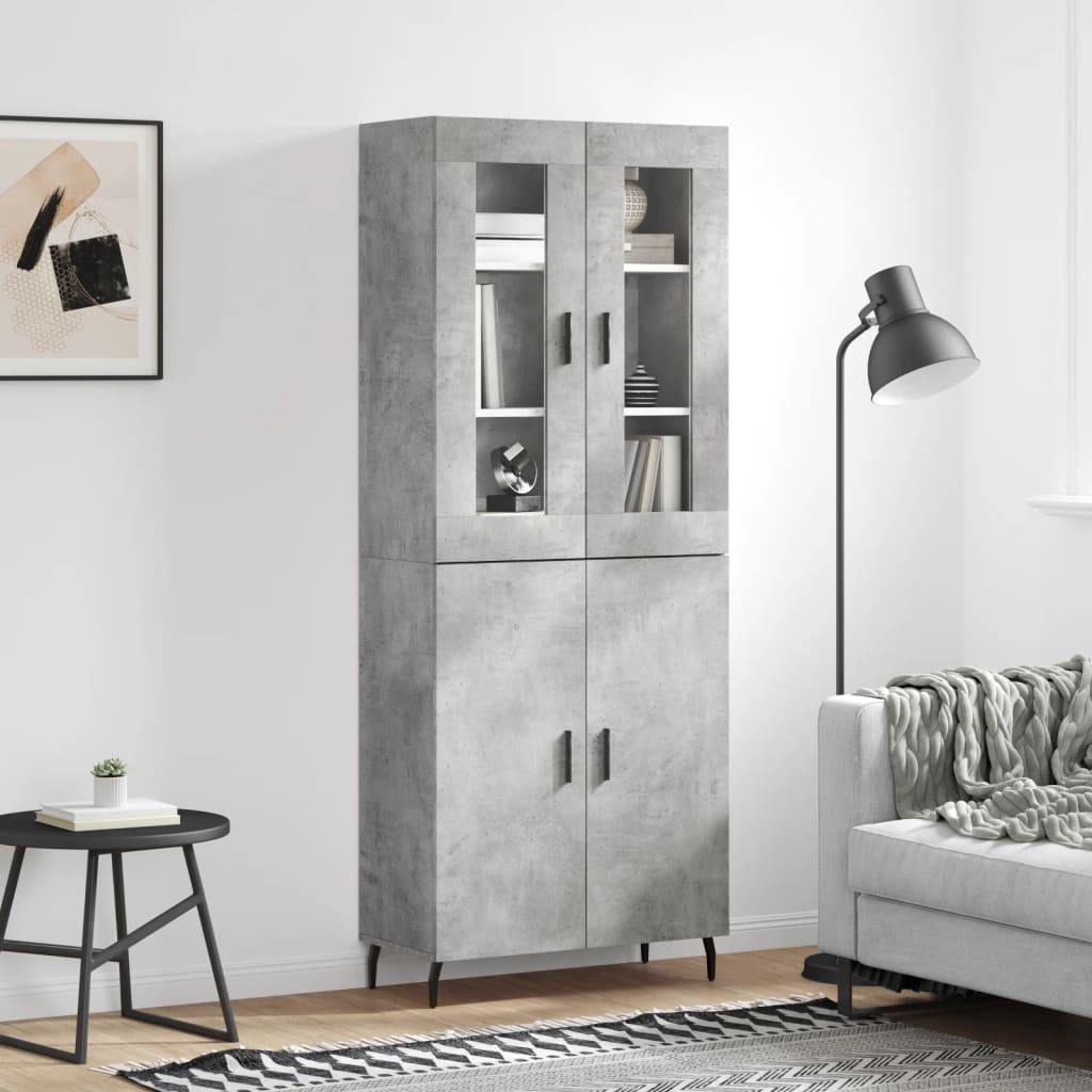 Berkfield Highboard Concrete Grey 69.5x34x180 cm Engineered Wood