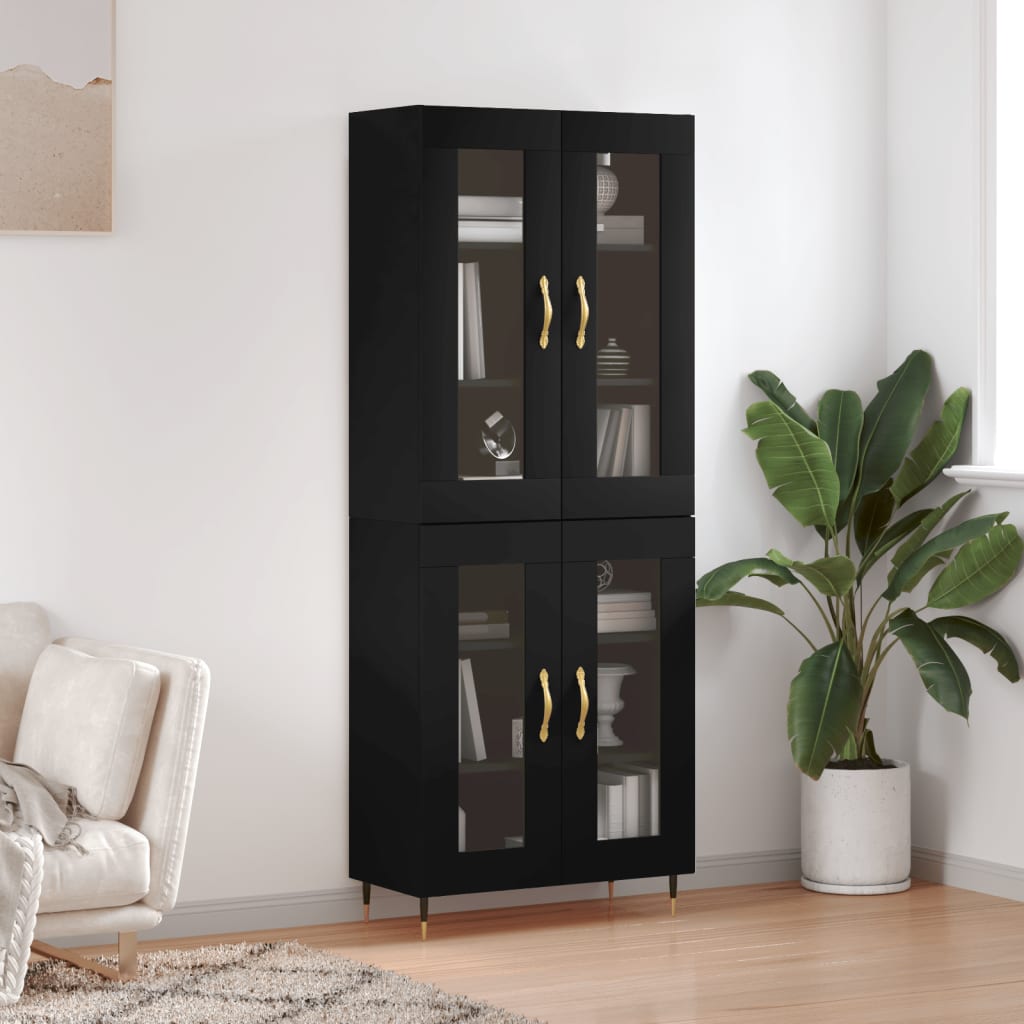 Berkfield Highboard Black 69.5x34x180 cm Engineered Wood