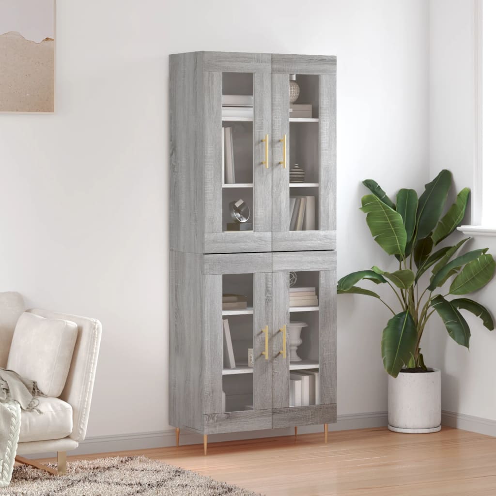 Berkfield Highboard Grey Sonoma 69.5x34x180 cm Engineered Wood