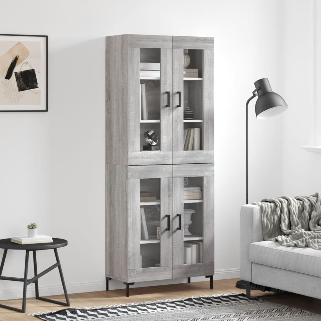 Berkfield Highboard Grey Sonoma 69.5x34x180 cm Engineered Wood