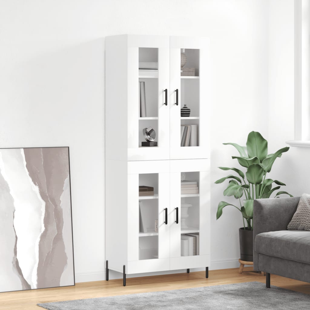Berkfield Highboard High Gloss White 69.5x34x180 cm Engineered Wood