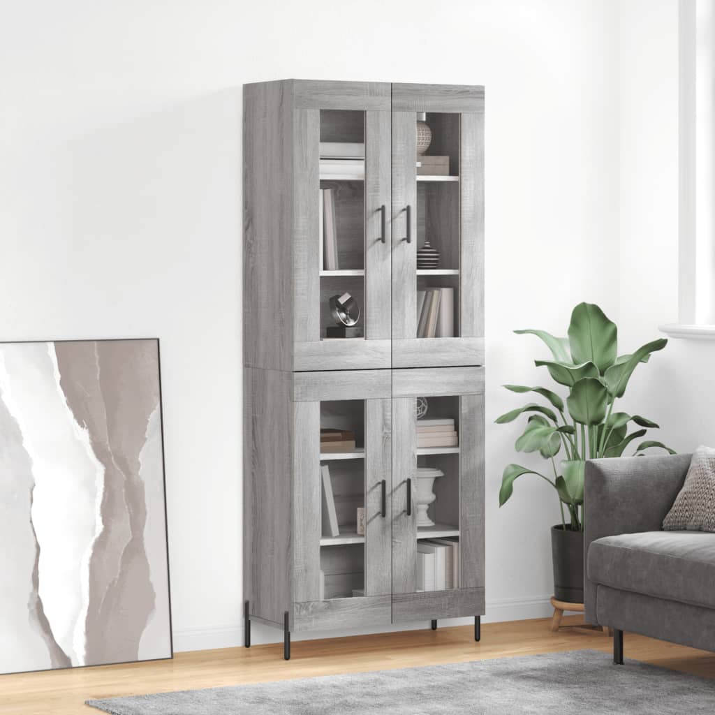 Berkfield Highboard Grey Sonoma 69.5x34x180 cm Engineered Wood