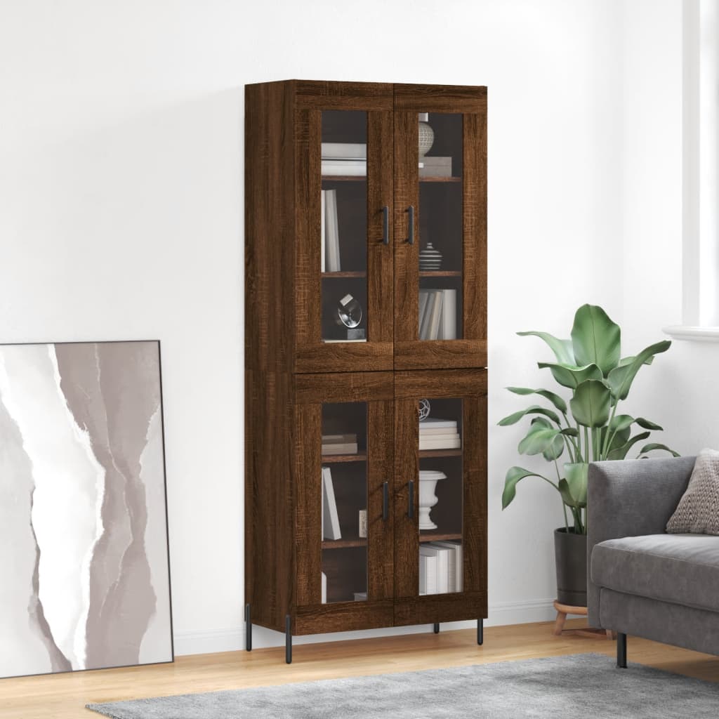 Berkfield Highboard Brown Oak 69.5x34x180 cm Engineered Wood