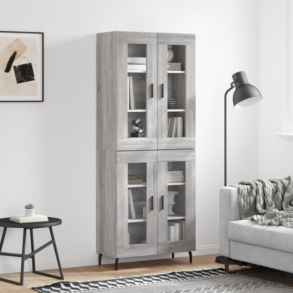 Berkfield Highboard Grey Sonoma 69.5x34x180 cm Engineered Wood