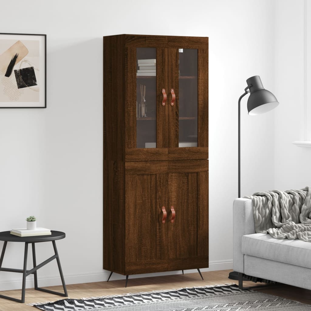 Berkfield Highboard Brown Oak 69.5x34x180 cm Engineered Wood