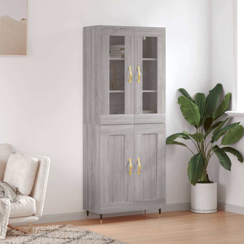 Berkfield Highboard Grey Sonoma 69.5x34x180 cm Engineered Wood