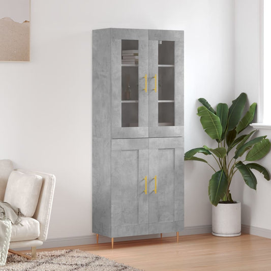Berkfield Highboard Concrete Grey 69.5x34x180 cm Engineered Wood