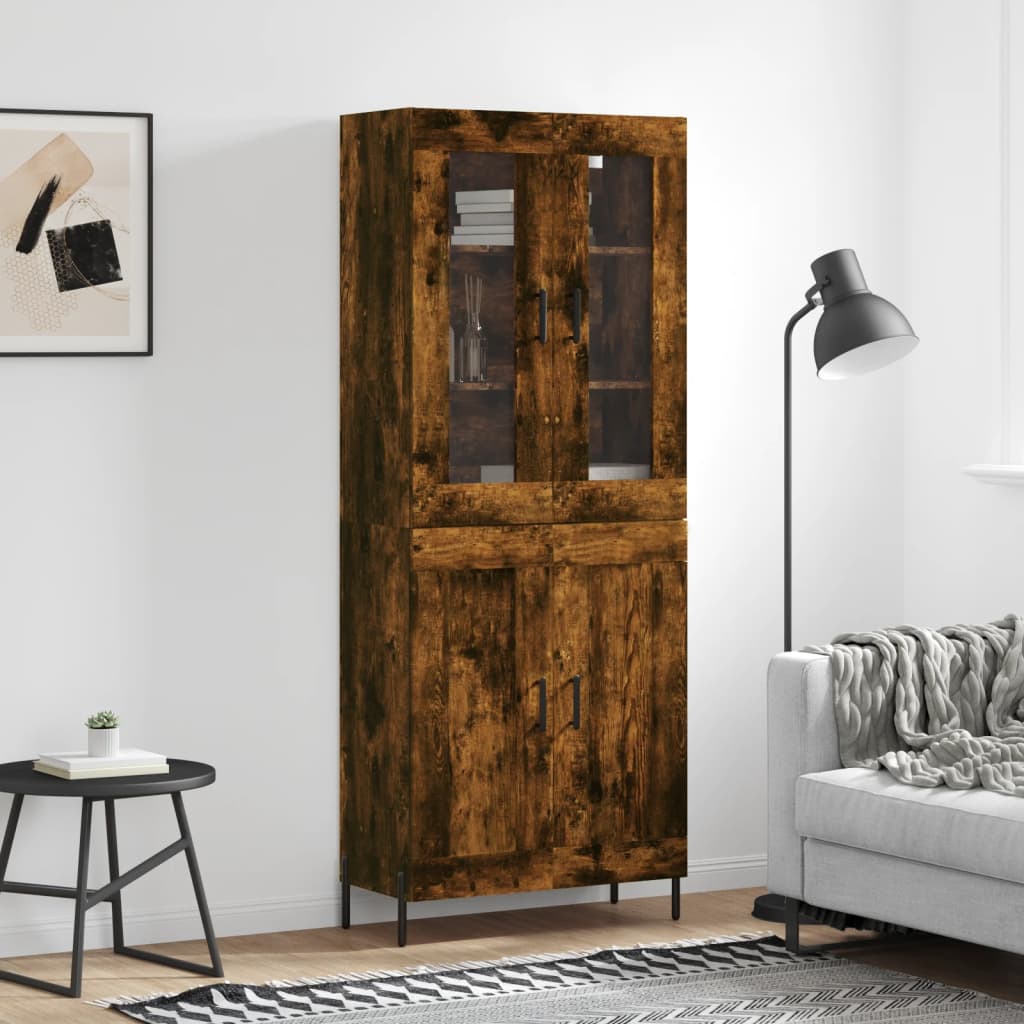 Berkfield Highboard Smoked Oak 69.5x34x180 cm Engineered Wood