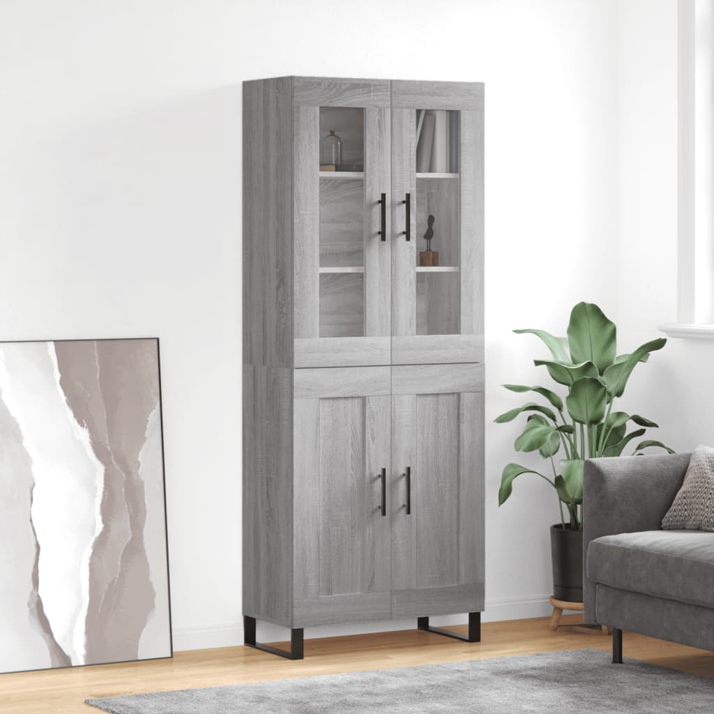 Berkfield Highboard Grey Sonoma 69.5x34x180 cm Engineered Wood