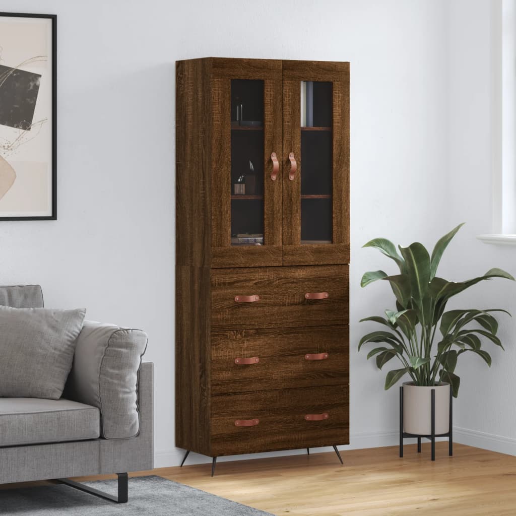 Berkfield Highboard Brown Oak 69.5x34x180 cm Engineered Wood