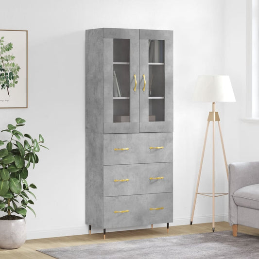 Berkfield Highboard Concrete Grey 69.5x34x180 cm Engineered Wood