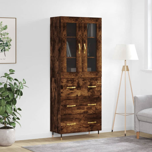 Berkfield Highboard Smoked Oak 69.5x34x180 cm Engineered Wood