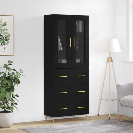 Berkfield Highboard Black 69.5x34x180 cm Engineered Wood