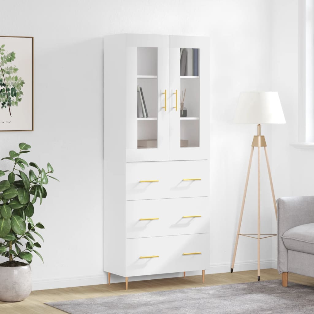 Berkfield Highboard High Gloss White 69.5x34x180 cm Engineered Wood