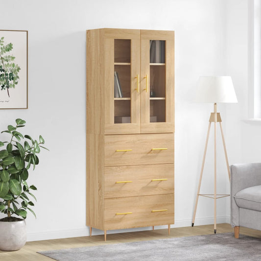Berkfield Highboard Sonoma Oak 69.5x34x180 cm Engineered Wood