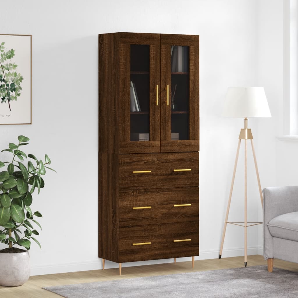 Berkfield Highboard Brown Oak 69.5x34x180 cm Engineered Wood