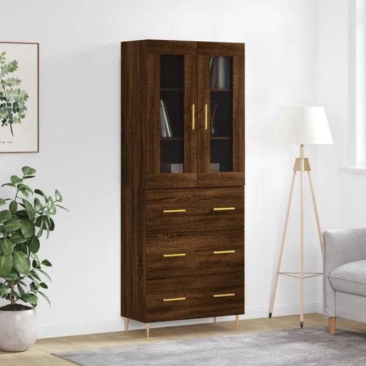 Berkfield Highboard Brown Oak 69.5x34x180 cm Engineered Wood