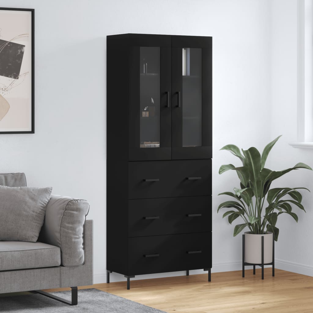Berkfield Highboard Black 69.5x34x180 cm Engineered Wood
