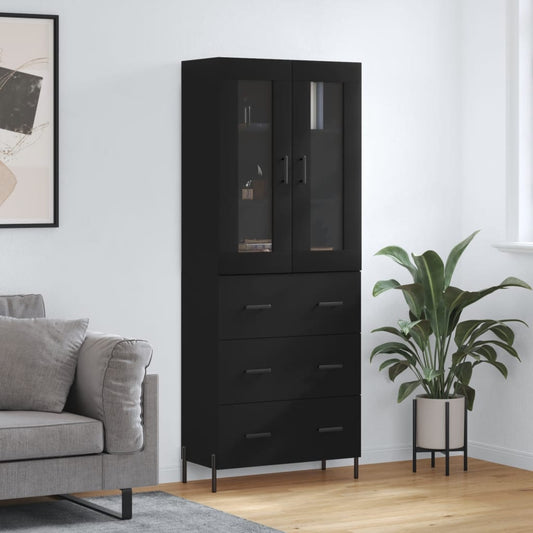 Berkfield Highboard Black 69.5x34x180 cm Engineered Wood