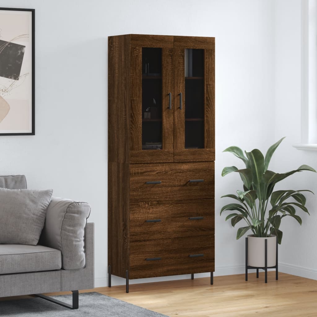 Berkfield Highboard Brown Oak 69.5x34x180 cm Engineered Wood