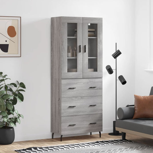 Berkfield Highboard Grey Sonoma 69.5x34x180 cm Engineered Wood