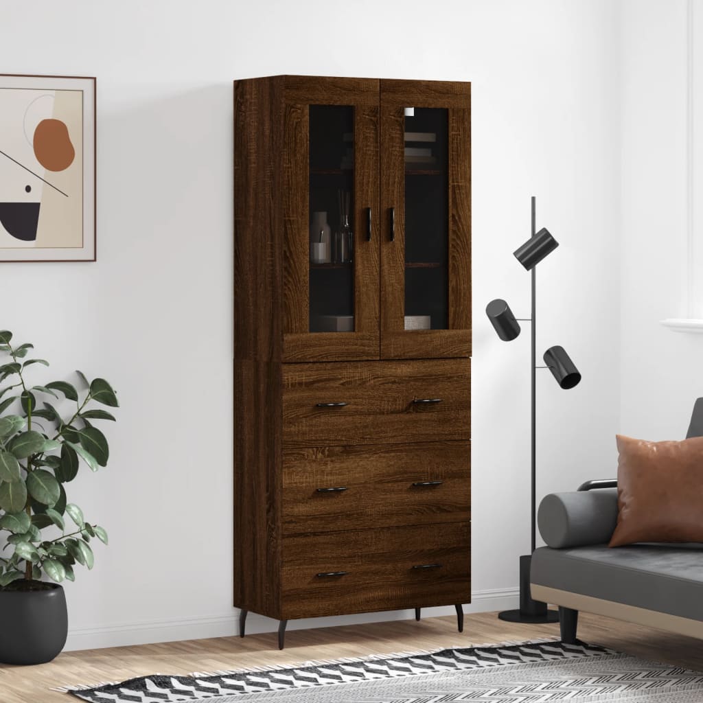 Berkfield Highboard Brown Oak 69.5x34x180 cm Engineered Wood