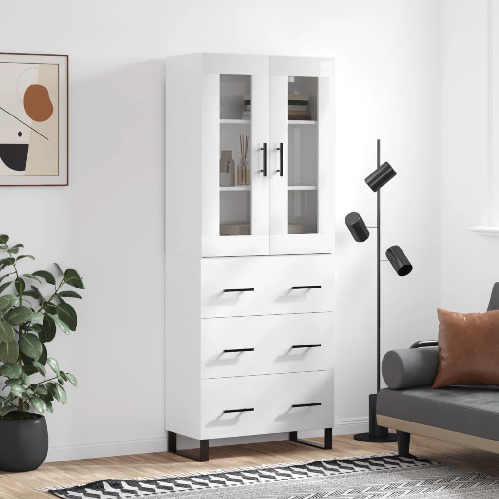 Berkfield Highboard High Gloss White 69.5x34x180 cm Engineered Wood