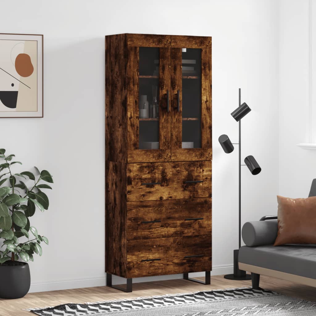 Berkfield Highboard Smoked Oak 69.5x34x180 cm Engineered Wood