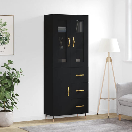 Berkfield Highboard Black 69.5x34x180 cm Engineered Wood