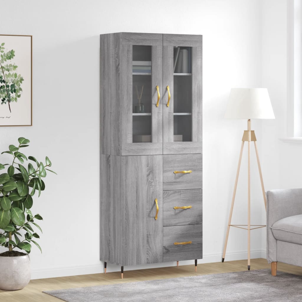 Berkfield Highboard Grey Sonoma 69.5x34x180 cm Engineered Wood