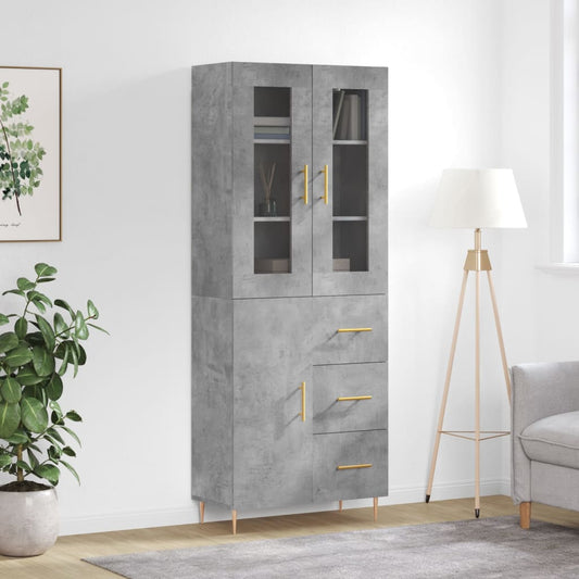 Berkfield Highboard Concrete Grey 69.5x34x180 cm Engineered Wood