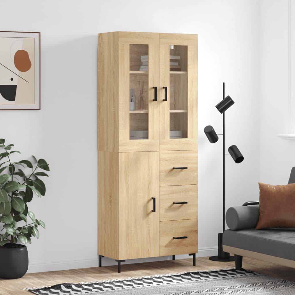 Berkfield Highboard Sonoma Oak 69.5x34x180 cm Engineered Wood